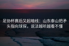 足协杯赛后又起暗线：山东泰山把矛头指向球探，说法越听越看不懂