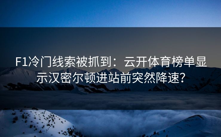 F1冷门线索被抓到：云开体育榜单显示汉密尔顿进站前突然降速？